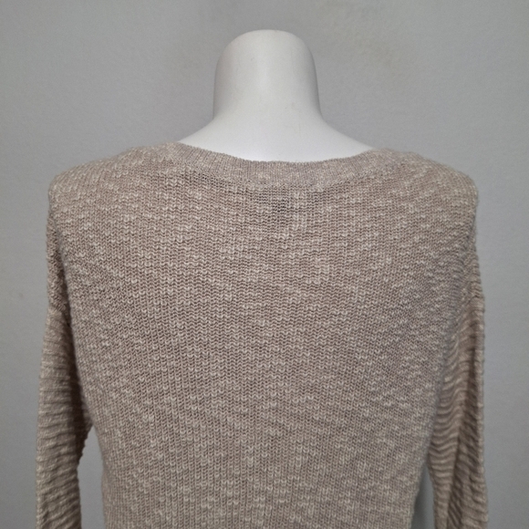 Express "NEW" Tan White Coquette Coastal Marled Lace Up Side Tunic Sweater Sz M - Picture 8 of 13